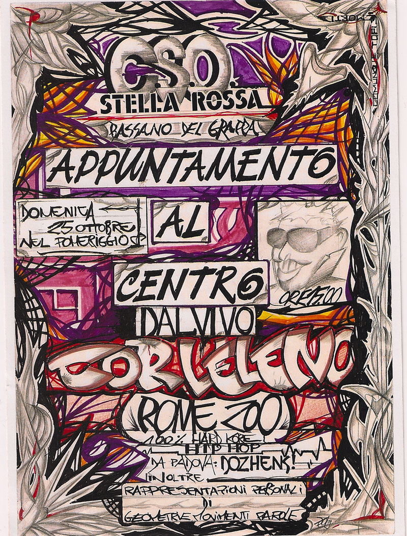 Flyer originale Stella Rossa disegnato dai writer