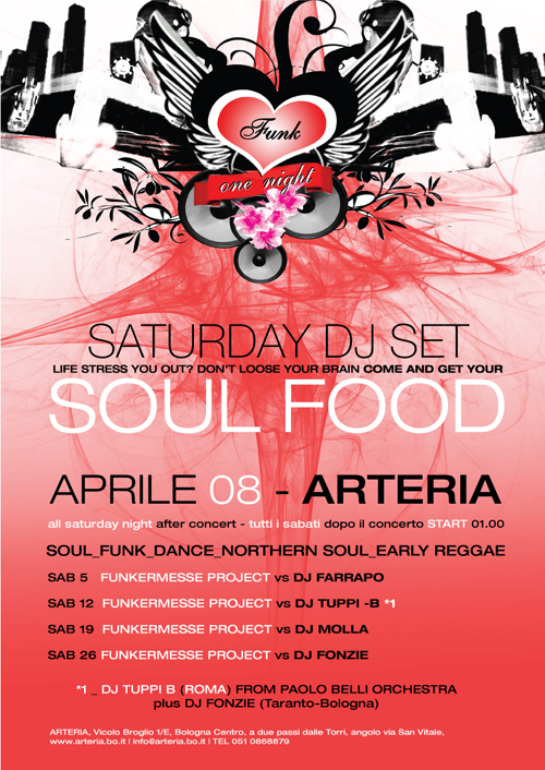 Locandina Soul Food, Arteria Bologna, aprile 2008